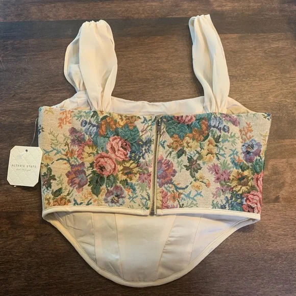 NWT Altar’d State Floral Corset Crop Top XS - Picture 3 of 6